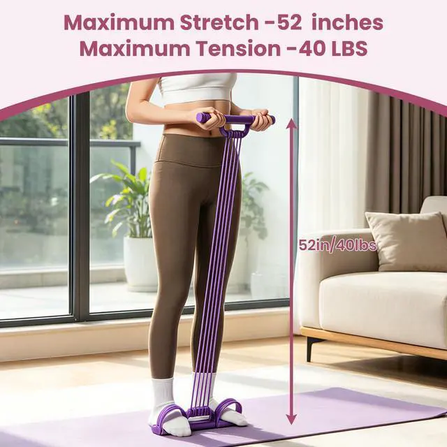 Alt view image 5 of 7 - 3-in-1 Multifunctional Pedal Resistance Band with Handle, Natural Latex Tension Rope, Portable Pocket Gym for Abdomen Waist Arm Leg Stretching Training, Home Office Travel