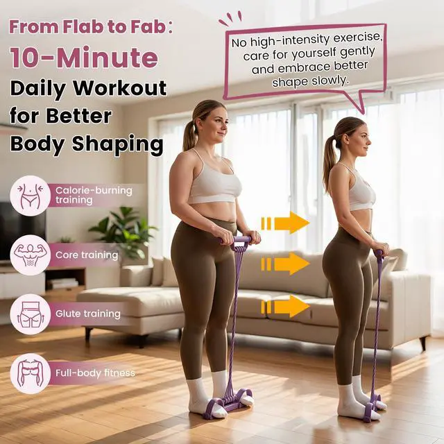 Alt view image 4 of 7 - 3-in-1 Multifunctional Pedal Resistance Band with Handle, Natural Latex Tension Rope, Portable Pocket Gym for Abdomen Waist Arm Leg Stretching Training, Home Office Travel