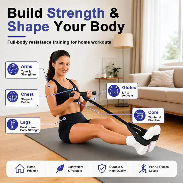 Alt view image 2 of 7 - Multifunction Tension Rope, 6-Tube Elastic Yoga Pedal Puller Resistance Band, Natural Latex Tension Rope Fitness Equipment, for Abdomen/Waist/Arm/Leg Stretching Slimming Training (Black)