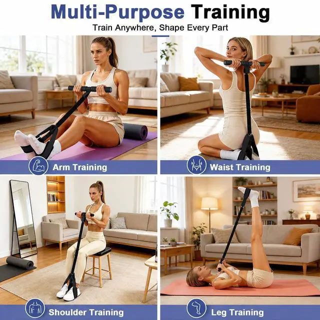 Alt view image 5 of 7 - Multifunction Tension Rope, 6-Tube Elastic Yoga Pedal Puller Resistance Band, Natural Latex Tension Rope Fitness Equipment, for Abdomen/Waist/Arm/Leg Stretching Slimming Training (Black)