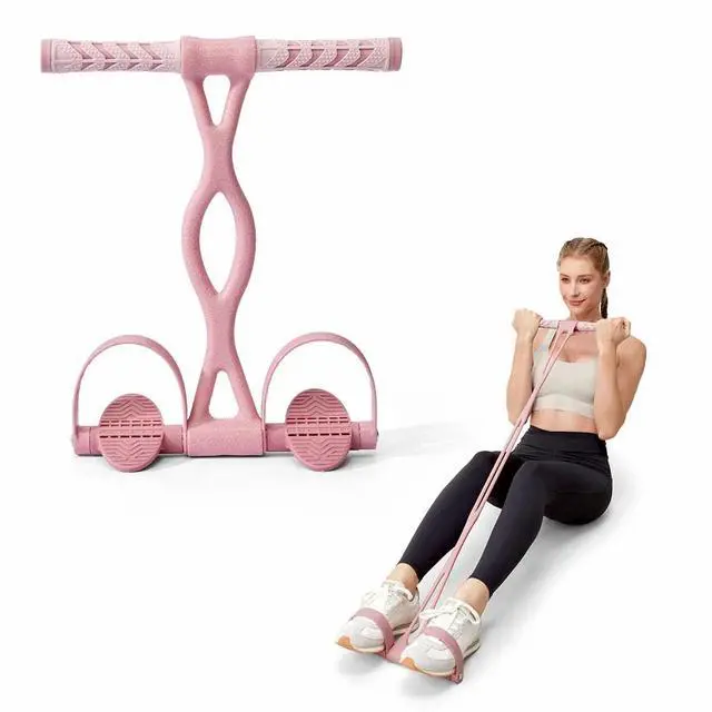 Main image of Pedal Resistance Band, Thick Elastic Tension Rope with Handles, Sit-Up Pull Rope Fitness Equipment for Leg, Arm, Abs, Waist, Home Gym & Yoga Training for Women & Men (Pink, 35 pounds)
