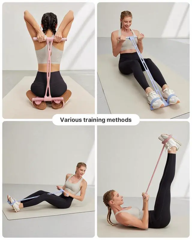 Alt view image 6 of 6 - Pedal Resistance Band, Thick Elastic Tension Rope with Handles, Sit-Up Pull Rope Fitness Equipment for Leg, Arm, Abs, Waist, Home Gym & Yoga Training for Women & Men (Pink, 35 pounds)