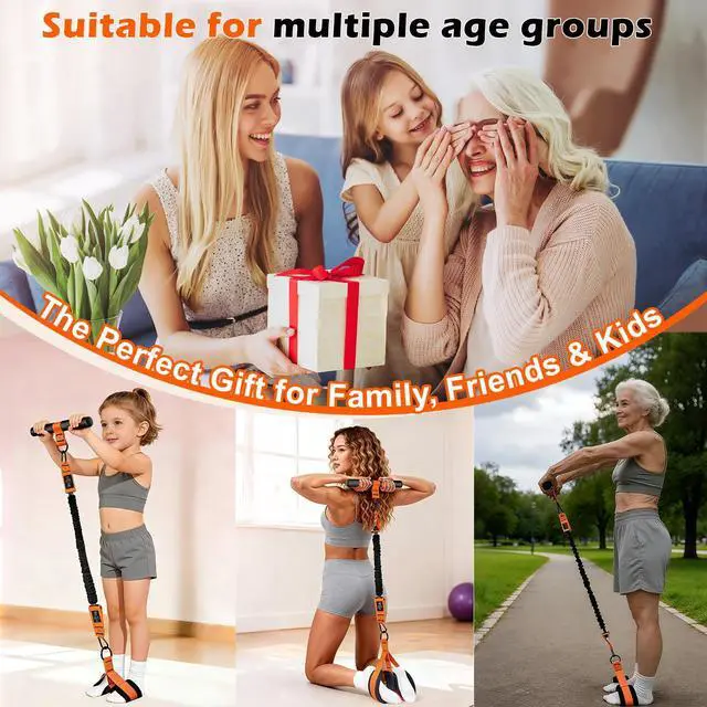 Alt view image 7 of 7 - Upgraded Adjustable Pedal Resistance Band with Handles, 3-Tube 30Lb Multifunction Resistance Band for Women, Sit Up Fitness Equipment for Abdomen, Waist, Arm, Core/Abs, Leg (Orange)
