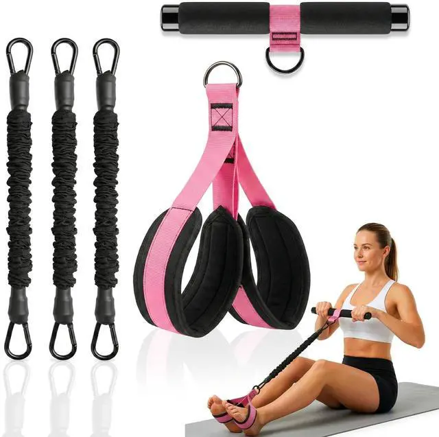 Main image of Pedal Resistance Band with Handles, 3 Adjustable Bands, Each Band Provides up to 30 lbs at Maximum Stretch, Combine 1/2/3 Bands for up to 90 lbs, Full Body Home Workout for Core, Arms and Legs