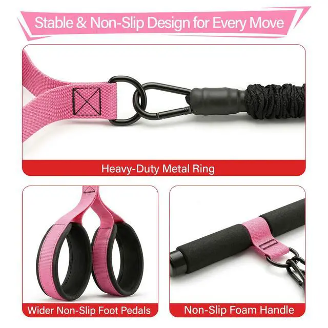 Alt view image 6 of 7 - Pedal Resistance Band with Handles, 3 Adjustable Bands, Each Band Provides up to 30 lbs at Maximum Stretch, Combine 1/2/3 Bands for up to 90 lbs, Full Body Home Workout for Core, Arms and Legs