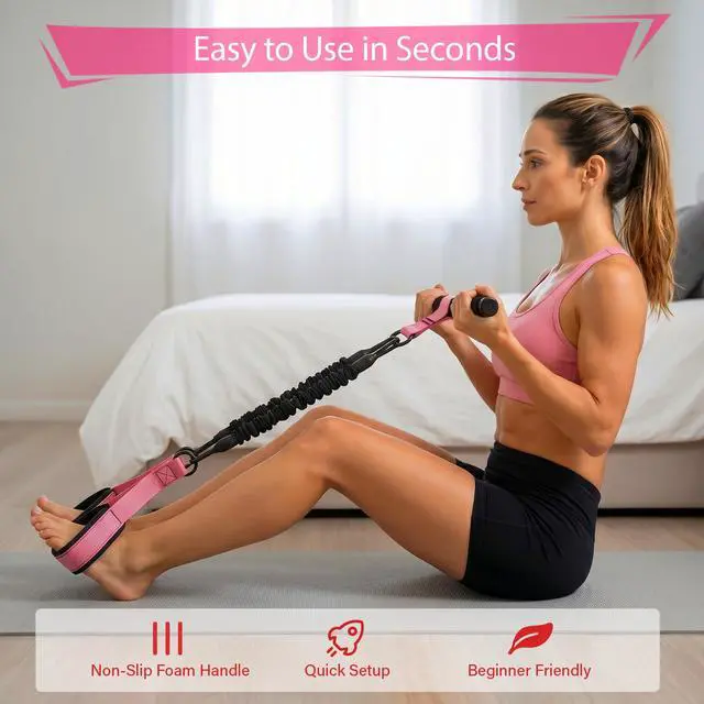 Alt view image 7 of 7 - Pedal Resistance Band with Handles, 3 Adjustable Bands, Each Band Provides up to 30 lbs at Maximum Stretch, Combine 1/2/3 Bands for up to 90 lbs, Full Body Home Workout for Core, Arms and Legs