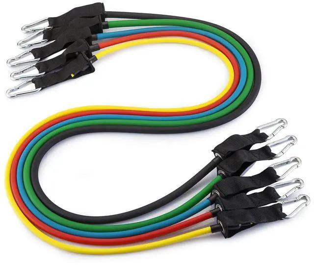 Alt view image 3 of 7 - Resistance Tube Bands 12 Piece Set with Instruction Booklet