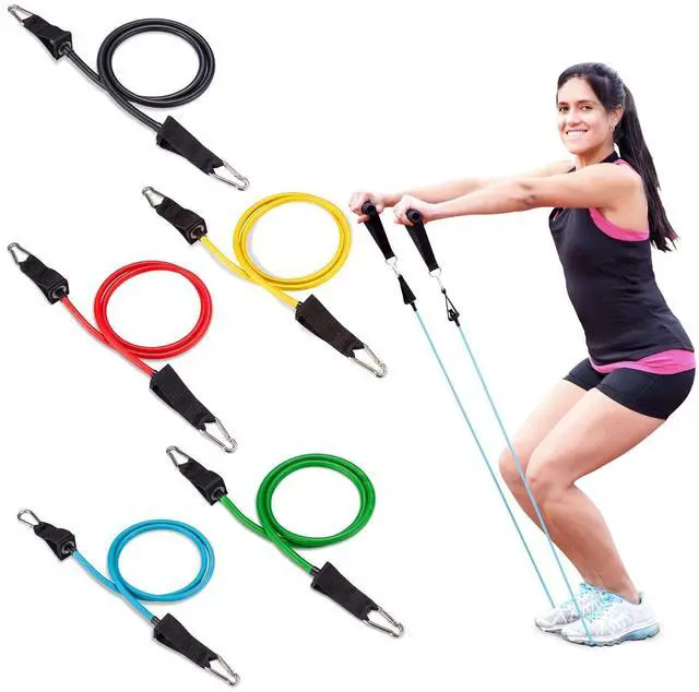Alt view image 6 of 7 - Resistance Tube Bands 12 Piece Set with Instruction Booklet