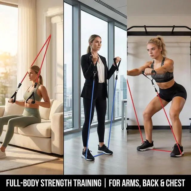 Alt view image 2 of 7 - Resistance Bands, Exercise Bands, Workout Bands, Resistance Bands for Working Out with Handles for Men and Women, Exercising Bands for Fitness Weights Work Out at Home