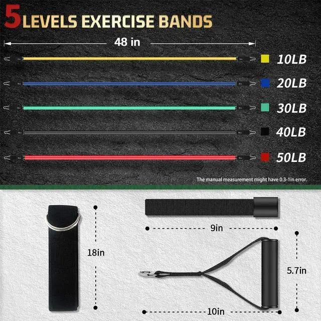 Alt view image 5 of 7 - Resistance Bands, Exercise Bands, Workout Bands, Resistance Bands for Working Out with Handles for Men and Women, Exercising Bands for Fitness Weights Work Out at Home