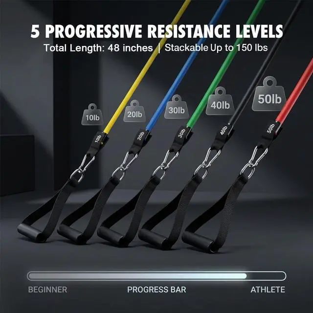 Alt view image 7 of 7 - Resistance Bands, Exercise Bands, Workout Bands, Resistance Bands for Working Out with Handles for Men and Women, Exercising Bands for Fitness Weights Work Out at Home