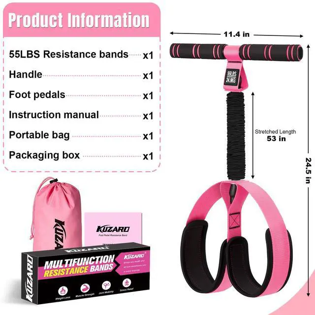 Alt view image 7 of 7 - Upgraded Pedal Resistance Band with Handles, Multifunction Foot Pedal Resistance Bands for Abdomen,Waist,Arm, Core/ABS,Leg Workout at Home - Physical Therapy,Stretching,Strength Equipment for Women