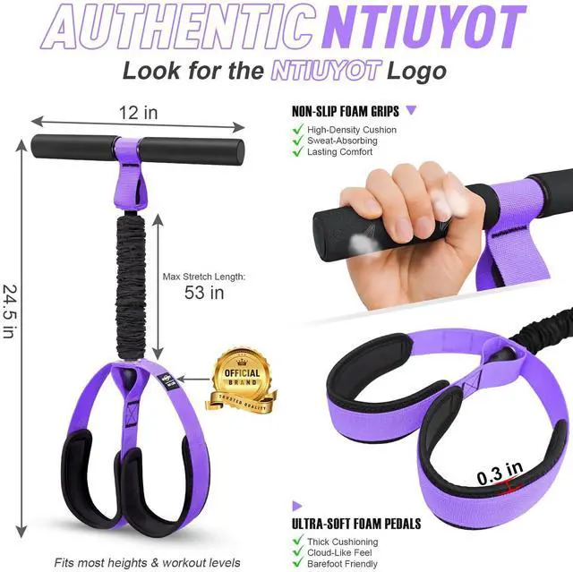 Alt view image 2 of 7 - Foot Pedal Resistance Band, Resistance Band with Handle, Exercise Bands for Home Gym Workout Equipment, Sit Up Exercise Equipment for Abdomen, Waist, Arm, Leg Stretching Slimming Training