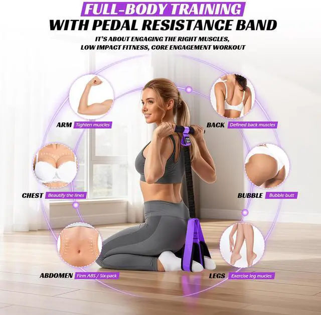 Alt view image 5 of 7 - Multifunction Foot Pedal Resistance Band, Portable Leg & Arm Workout Equipment for Full Body Strength, Yoga, Pilates, Physical Therapy & Stretching, Core/ABS Ab Machine for Home Gym