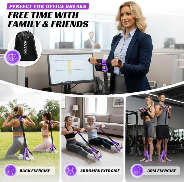 Alt view image 6 of 7 - Multifunction Foot Pedal Resistance Band, Portable Leg & Arm Workout Equipment for Full Body Strength, Yoga, Pilates, Physical Therapy & Stretching, Core/ABS Ab Machine for Home Gym
