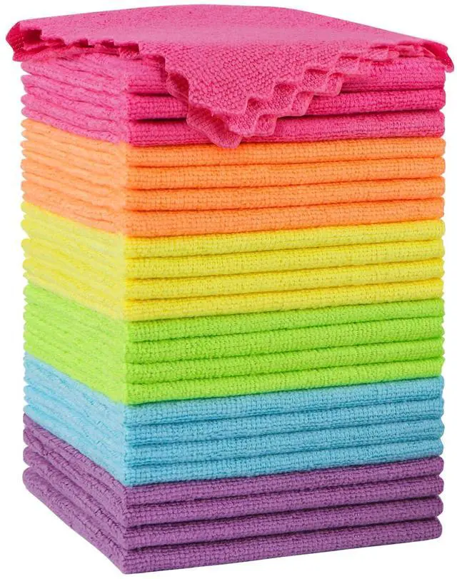Main image of Microfiber Cleaning Cloth, 24 Pack Highly Absorbent Cleaning Rags, Household Cleaning Supplies, Reusable Microfiber Towels Lint Free Cloths for House, Kitchen, Car Care, 12x11 inch