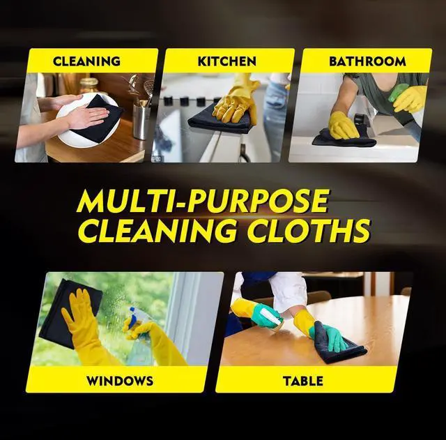 Alt view image 6 of 7 - Black Microfiber Cleaning Cloth 12 Pack, 12.5 x 12.5 inch Microfiber Towels for Cars, Ultra Absorbent Car Washing Cloth, Lint Free Streak Free Cleaning Rags for Car, Kitchen, and Window