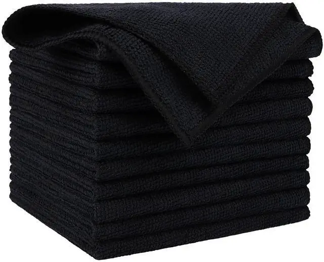 Main image of Microfiber Cleaning Cloth Black 10PK, Microfiber Towels for Cars, Premium Wash Cloths, Dusting Cloth Lint Free Cleaning Rags for SUVs, House, Kitchen, Window, Cleaning Supplies12×12"