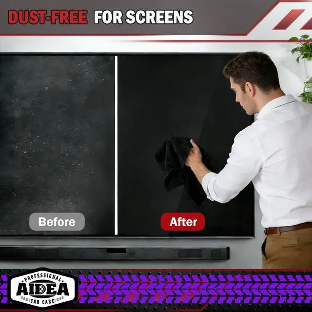 Alt view image 6 of 7 - Microfiber Cleaning Cloth Black 10PK, Microfiber Towels for Cars, Premium Wash Cloths, Dusting Cloth Lint Free Cleaning Rags for SUVs, House, Kitchen, Window, Cleaning Supplies12×12"