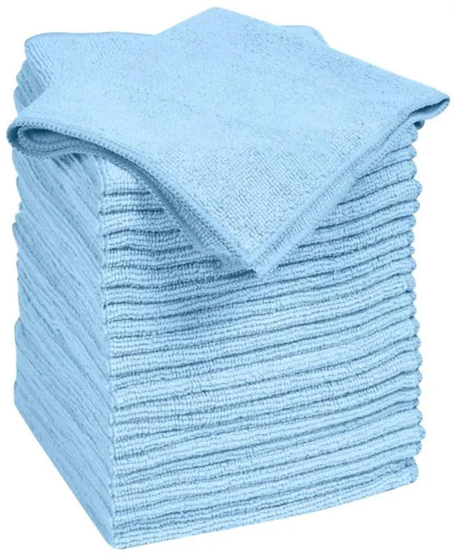 Main image of Microfiber Cleaning Cloth 14 x 14 Inches Blue Pack of 24 Washable and Reusable Ideal for Multi-Surface Indoor/Outdoor Dusting and Polishing