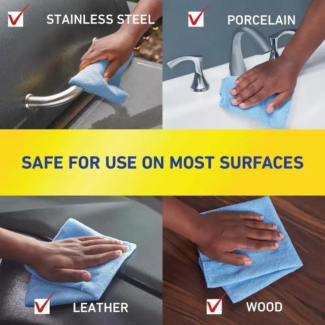 Alt view image 6 of 7 - Microfiber Cleaning Cloth 14 x 14 Inches Blue Pack of 24 Washable and Reusable Ideal for Multi-Surface Indoor/Outdoor Dusting and Polishing