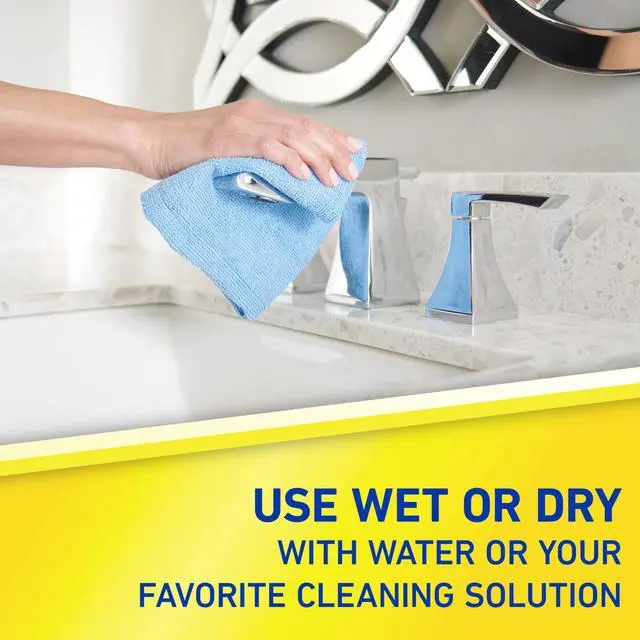 Alt view image 5 of 7 - Microfiber Cleaning Cloth 14 x 14 Inches Blue Pack of 24 Washable and Reusable Ideal for Multi-Surface Indoor/Outdoor Dusting and Polishing