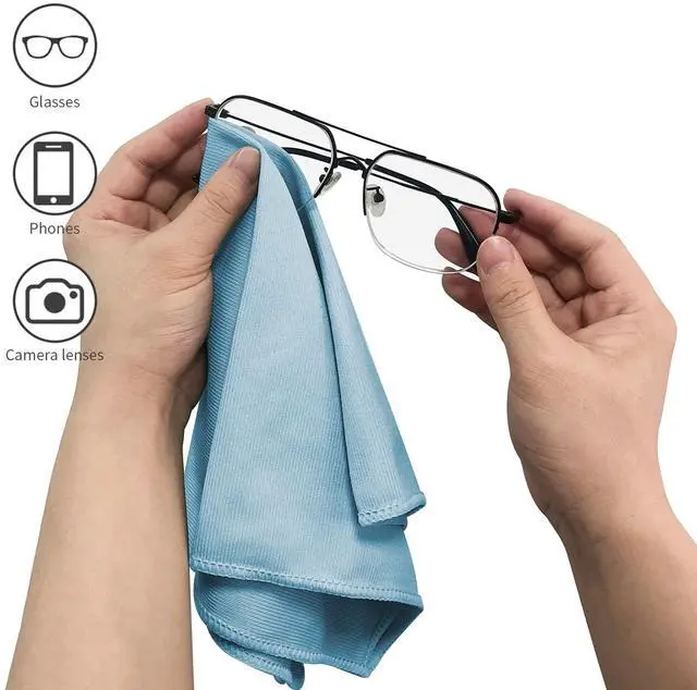 Alt view image 5 of 6 - 6 Pack Microfiber Glass Cleaning Cloth, 16 Inch X 16 Inch, Lint Free Quickly Clean Window, Glasses, Windshields, Mirrors, and Stainless Steel, Blue