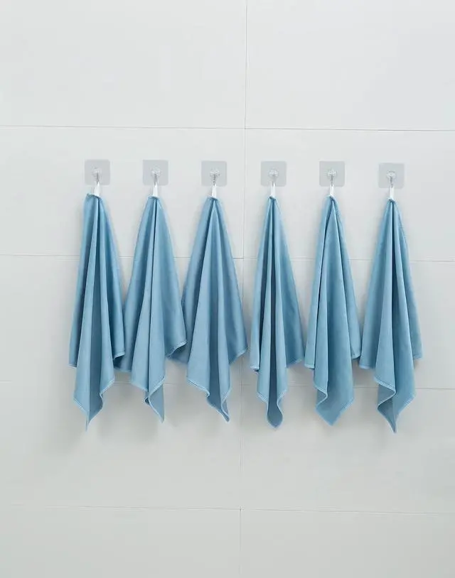 Alt view image 6 of 6 - 6 Pack Microfiber Glass Cleaning Cloth, 16 Inch X 16 Inch, Lint Free Quickly Clean Window, Glasses, Windshields, Mirrors, and Stainless Steel, Blue