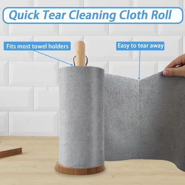 Alt view image 4 of 7 - 75 Pack Microfiber Cleaning Cloth Roll,Reusable Tear Away Microfiber Towels,Washable Ultra Absorbent Rags Drying Dishcloths for Car,Home,Garage or Shop(Grey)