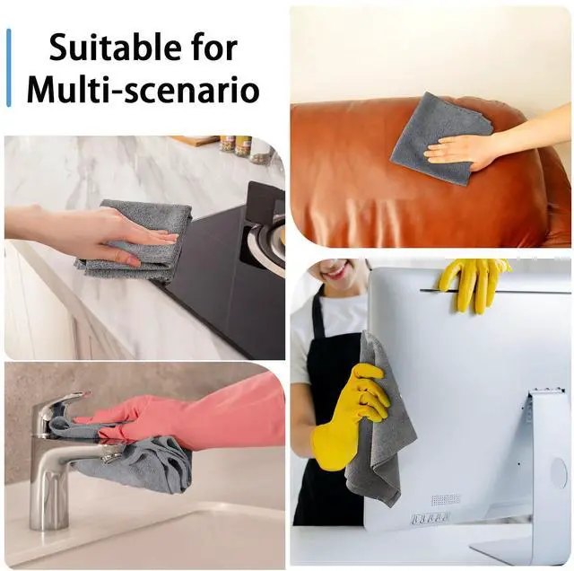 Alt view image 6 of 7 - 75 Pack Microfiber Cleaning Cloth Roll,Reusable Tear Away Microfiber Towels,Washable Ultra Absorbent Rags Drying Dishcloths for Car,Home,Garage or Shop(Grey)