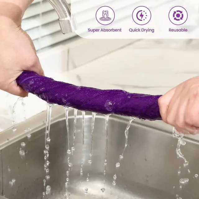 Alt view image 5 of 7 - Microfiber Cleaning Cloths-12 Pack,Microfiber Towels for Cars & Kitchen,Highly Absorbent Cleaning Towel,Lint Free Streak Free Rags for House,Window,Purple,Green,Blue(16"x16")