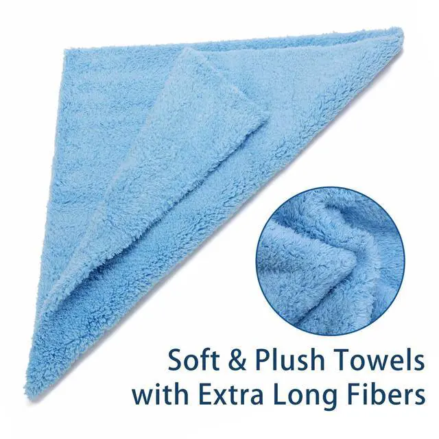 Alt view image 2 of 6 - Microfiber Towels for Cars, Car Drying Wash Detailing Buffing Polishing Towel with Plush Edgeless Microfiber Cloth, 450 GSM 16x16 in. Pack of 6