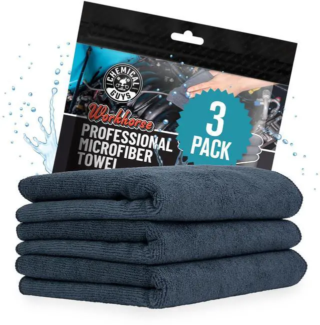 Main image of Workhorse Professional Grade Microfiber Towels for Cars - Black 16x16 Inch Microfiber Cleaning Cloths for Home & Pet Drying, Soft & Scratch-Free, Washing, Drying & Cleaning, 3 Pack