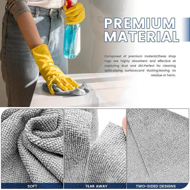 Alt view image 4 of 7 - 75 Pack Microfiber Cleaning Cloth Roll,Reusable Washable Ultra Tear Away Microfiber Towels,Absorbent Rags Drying Dishcloths for Car,Home,Garage or Shop Kitchen(Grey)
