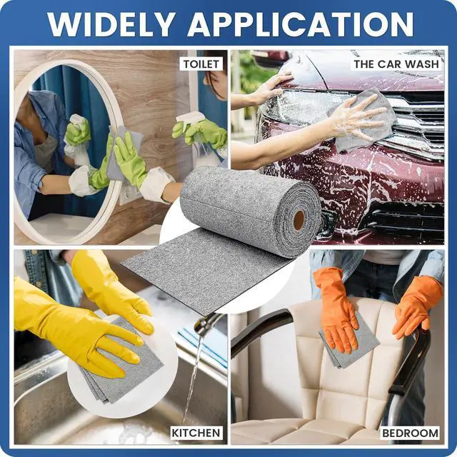 Alt view image 5 of 7 - 75 Pack Microfiber Cleaning Cloth Roll,Reusable Washable Ultra Tear Away Microfiber Towels,Absorbent Rags Drying Dishcloths for Car,Home,Garage or Shop Kitchen(Grey)