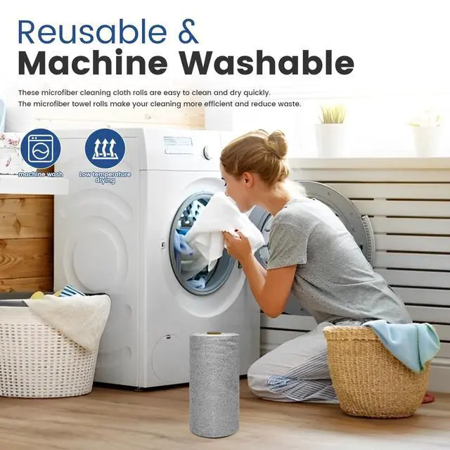 Alt view image 6 of 7 - 75 Pack Microfiber Cleaning Cloth Roll,Reusable Washable Ultra Tear Away Microfiber Towels,Absorbent Rags Drying Dishcloths for Car,Home,Garage or Shop Kitchen(Grey)