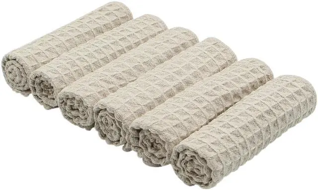 Alt view image 4 of 7 - Microfiber Kitchen Cleaning Cloth Thick Dish Rags Waffle Weave Washcloths Dish Cloths Ultra Absorbent Odor Free 12inch X 12inch 6 Pack Khaki