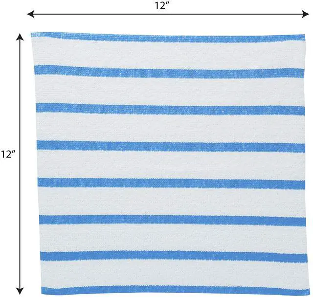 Alt view image 6 of 6 - Bulk Edgeless Microfiber Cleaning Cloths, White and Blue Stripe, 50 Pack
