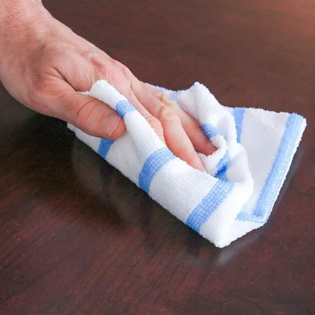 Alt view image 4 of 6 - Bulk Edgeless Microfiber Cleaning Cloths, White and Blue Stripe, 50 Pack