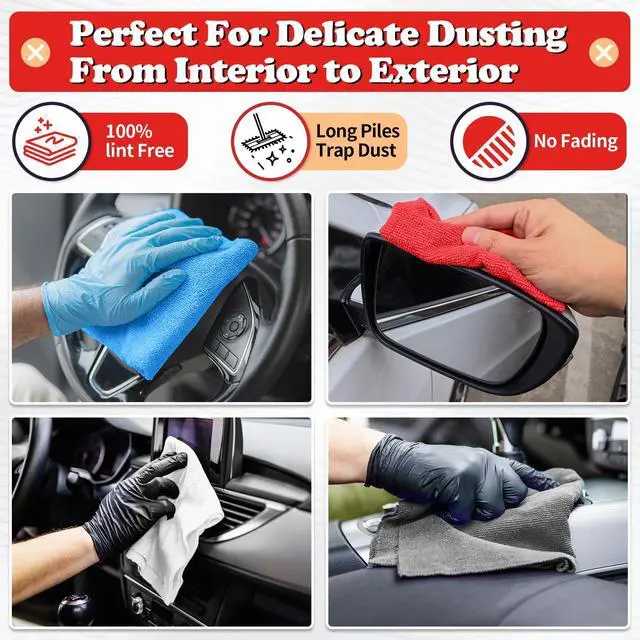 Alt view image 3 of 7 - Shop Towels, Microfiber Cleaning Cloth Bulk, 24 Pack Microfiber Towels for Cars, All-Purpose Absorbent Cleaning Rags, Dust Cloth for Automotive, Mechanic, Garage, Bar, 11.5 x 11.5 inch