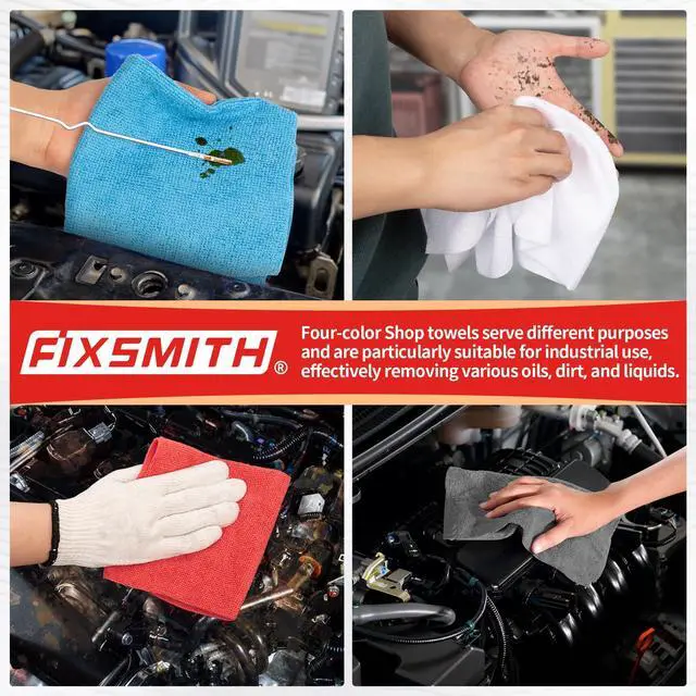 Alt view image 6 of 7 - Shop Towels, Microfiber Cleaning Cloth Bulk, 24 Pack Microfiber Towels for Cars, All-Purpose Absorbent Cleaning Rags, Dust Cloth for Automotive, Mechanic, Garage, Bar, 11.5 x 11.5 inch