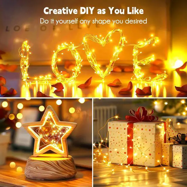 Alt view image 3 of 7 - Fairy Lights Plug in, 33Ft 100 LEDs Waterproof Silver Wire Firefly Lights, Adaptor Included, Starry String Lights for Wedding Indoor Outdoor Christmas Patio Ramadan Decorations, Warm White