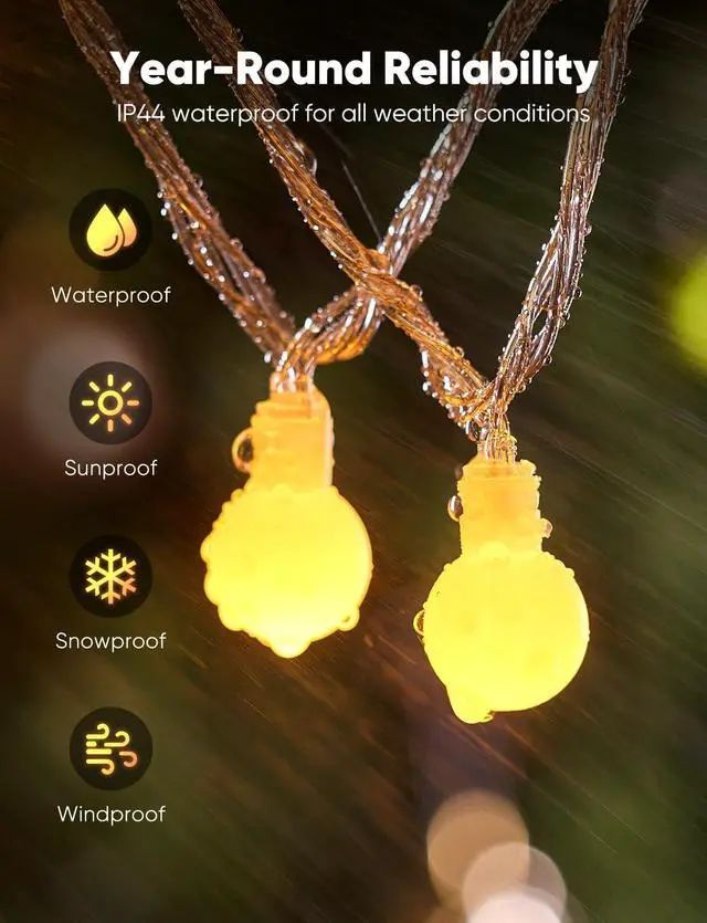 Alt view image 5 of 7 - Globe String Lights, 33 Feet 100 Led Fairy Lights Plug in, 8 Modes with Remote Mini Globe Lights for Indoor Outdoor Bedroom Party Wedding Garden Christmas Tree Decor, Warm White