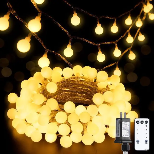 Main image of 100 LED Connectable Globe String Lights Indoor Bedroom, 33ft Warm White Christmas Lights Plug in with Remote, 8 Modes Hanging Fairy Light Outdoor for Room Classroom Party Spring Home Decor