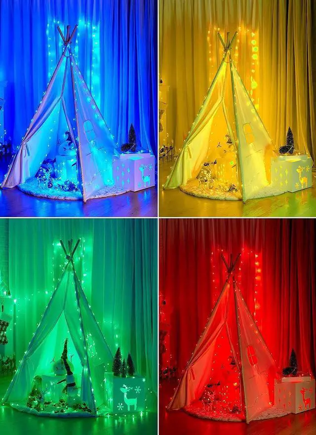 Alt view image 5 of 7 - Color Changing Fairy String Lights - 33 ft 100 LED USB Silver Wire Lights with Remote and Timer, Starry Fairy Light for Bedroom Party Indoor Christmas Decoration, 16 Colors, Adapter Included