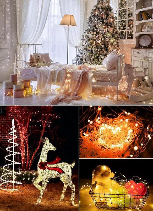 Alt view image 6 of 7 - Color Changing Fairy String Lights - 33 ft 100 LED USB Silver Wire Lights with Remote and Timer, Starry Fairy Light for Bedroom Party Indoor Christmas Decoration, 16 Colors, Adapter Included