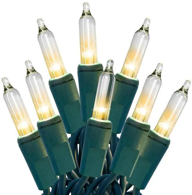 Main image of Christmas Lights 100 Count Clear Christmas Tree Lights String with Green Wire for Outdoor Indoor Christmas Decorations Wedding Decorations Valentines Day Decor,UL Certified (21feet)