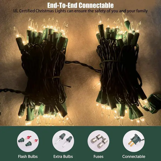Alt view image 4 of 7 - Christmas Lights 100 Count Clear Christmas Tree Lights String with Green Wire for Outdoor Indoor Christmas Decorations Wedding Decorations Valentines Day Decor,UL Certified (21feet)