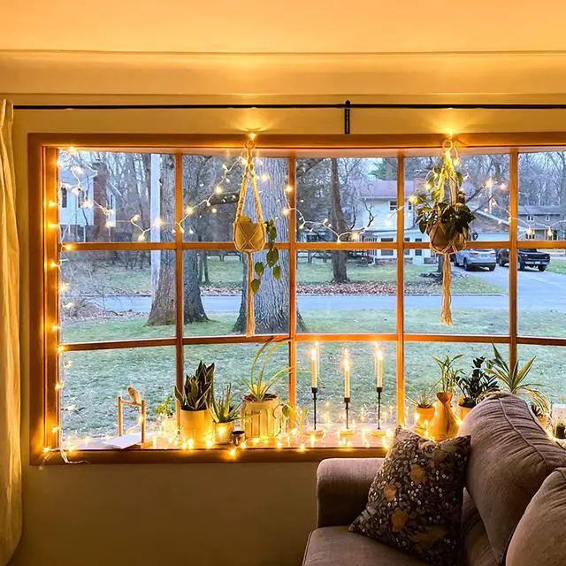 Alt view image 4 of 7 - 100 LED String Lights Indoor Bedroom, 8 Modes Warm White Christmas Lights Plug in, 33ft Connectable Room Fairy Twinkle Light Outdoor for Mirror Room Home Garden Xmas Tree