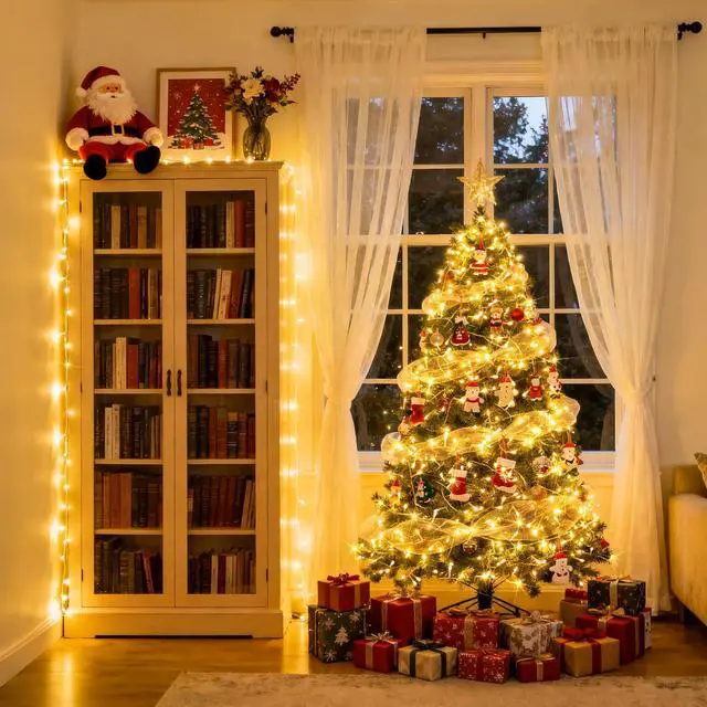 Alt view image 5 of 7 - 100 LED String Lights Indoor Bedroom, 8 Modes Warm White Christmas Lights Plug in, 33ft Connectable Room Fairy Twinkle Light Outdoor for Mirror Room Home Garden Xmas Tree